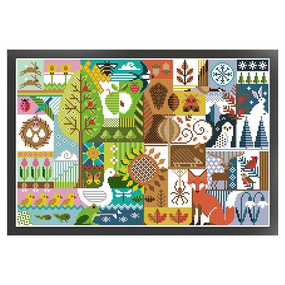 Four Seasons - 11CT Stamped Cross Stitch 57*40CM(Joy Sunday)