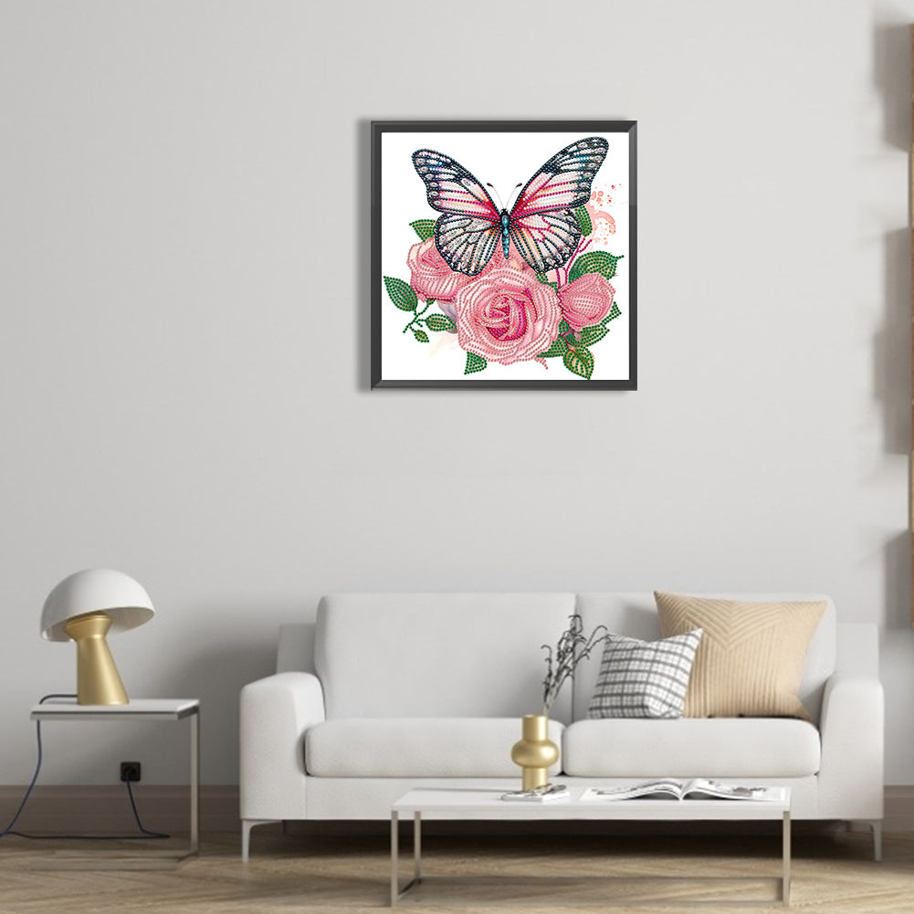 Flowers And Butterflies - Special Shaped Drill Diamond Painting 30*30CM