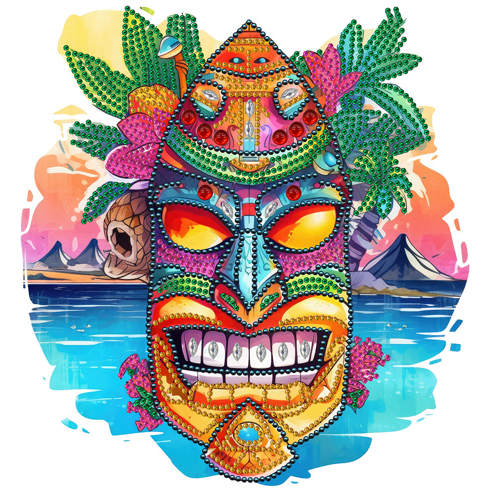 Hawaiian Tribal Tiki Mask - Special Shaped Drill Diamond Painting 30*30CM
