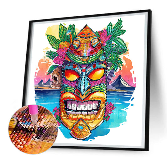 Hawaiian Tribal Tiki Mask - Special Shaped Drill Diamond Painting 30*30CM