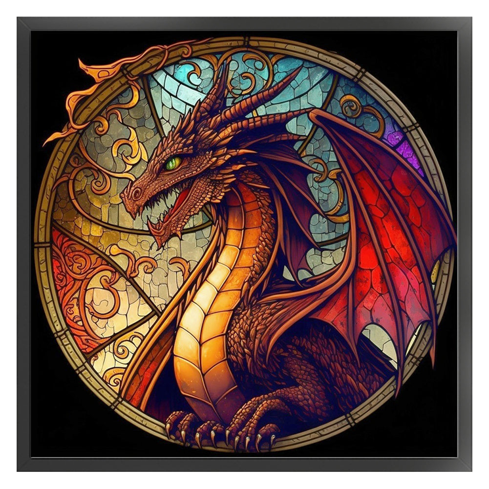 Glass Painting-Dragon - 11CT Stamped Cross Stitch 40*40CM