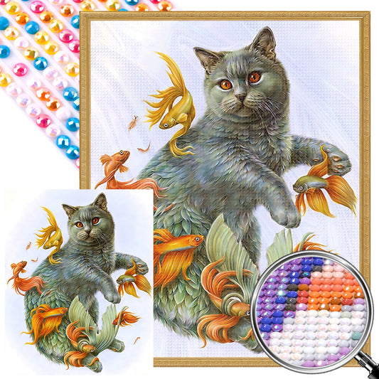 Cat In Fish - Full AB Round Drill Diamond Painting 40*50CM