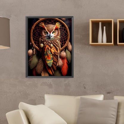 Owl Dream Catcher - Full Round Drill Diamond Painting 30*40CM