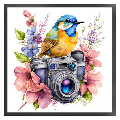 Camera Flowers Bird - 11CT Stamped Cross Stitch 50*50CM