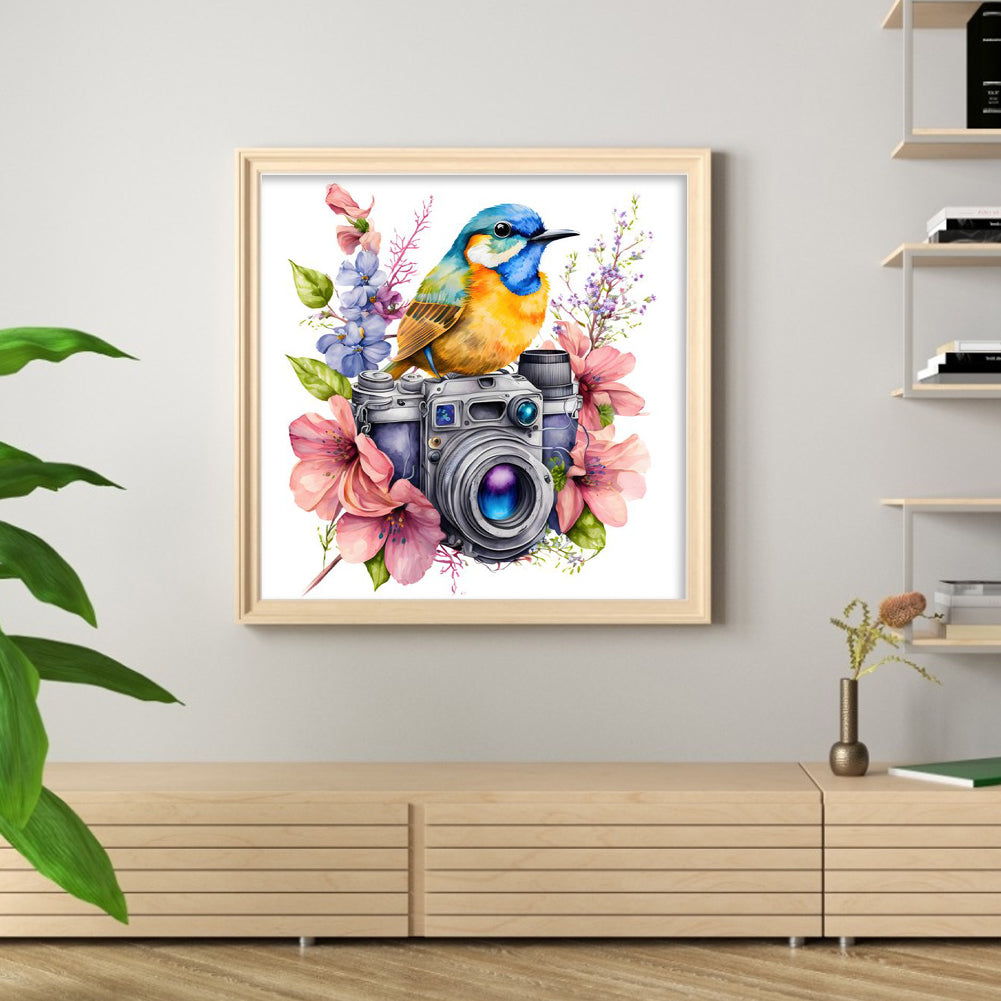 Camera Flowers Bird - 11CT Stamped Cross Stitch 50*50CM