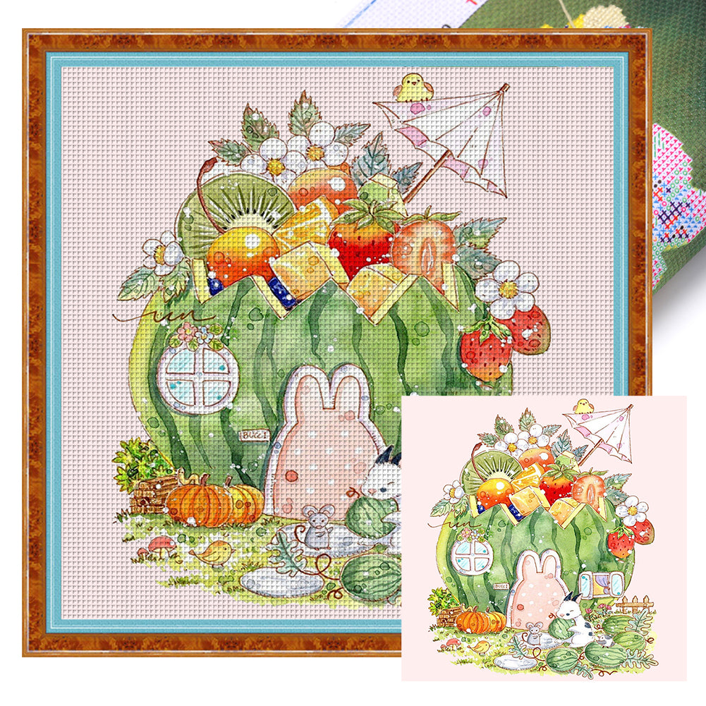 Watermelon Hut - 9CT Stamped Cross Stitch 50*50CM