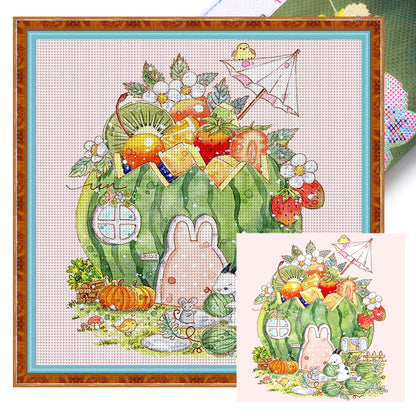 Watermelon Hut - 9CT Stamped Cross Stitch 50*50CM