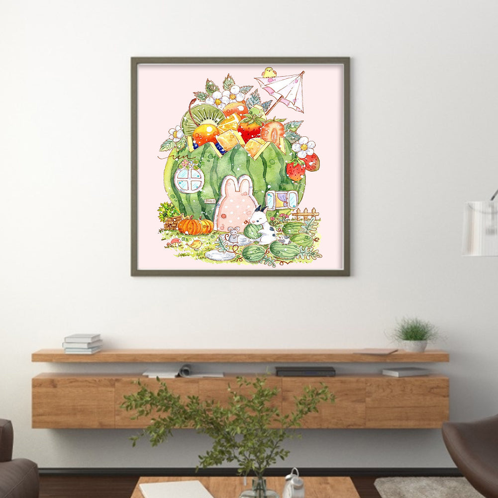 Watermelon Hut - 9CT Stamped Cross Stitch 50*50CM