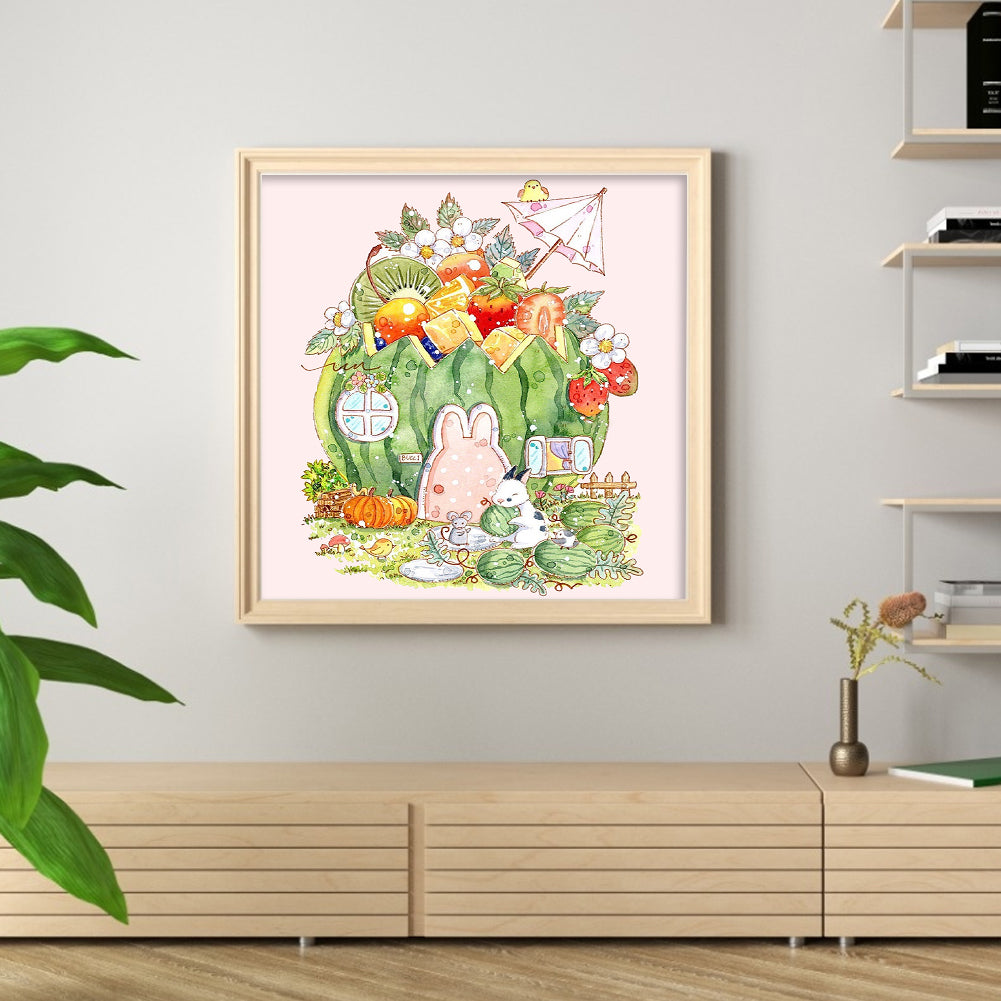 Watermelon Hut - 9CT Stamped Cross Stitch 50*50CM