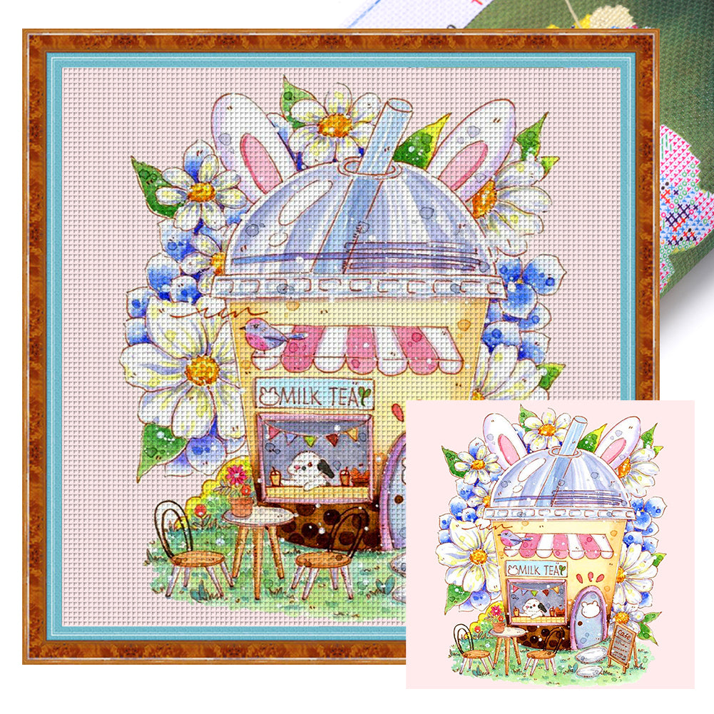 Milk Tea Hut - 9CT Stamped Cross Stitch 50*50CM