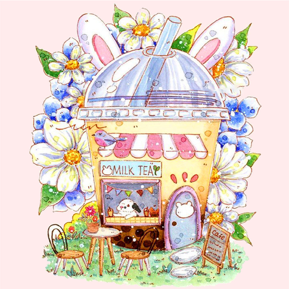 Milk Tea Hut - 9CT Stamped Cross Stitch 50*50CM