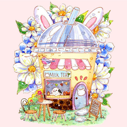 Milk Tea Hut - 9CT Stamped Cross Stitch 50*50CM