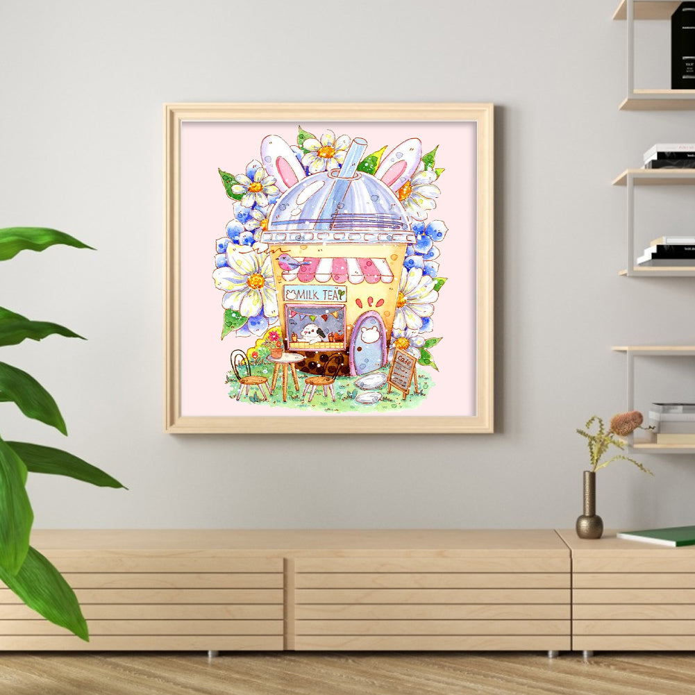 Milk Tea Hut - 9CT Stamped Cross Stitch 50*50CM