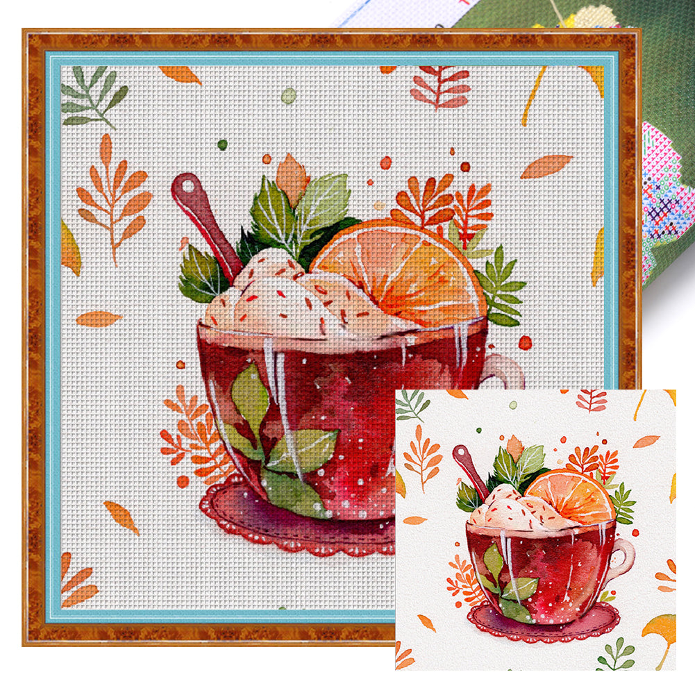 Teacup Juice - 9CT Stamped Cross Stitch 50*50CM