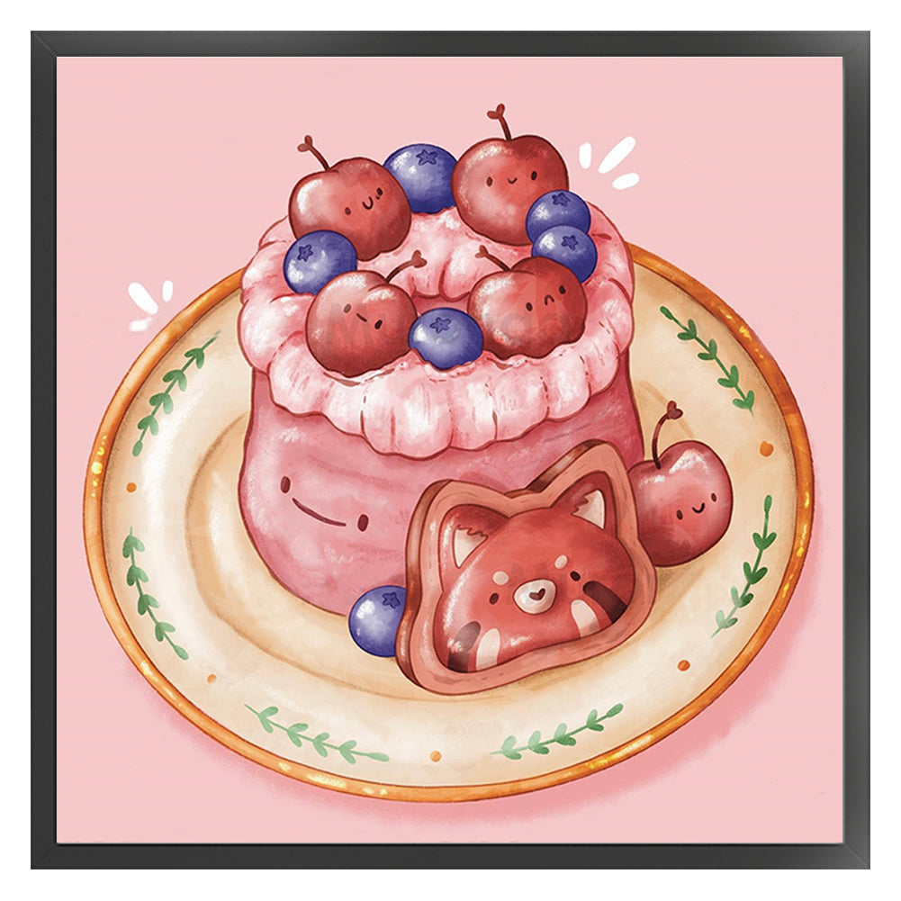 Cherry Bear Cake - 9CT Stamped Cross Stitch 50*50CM