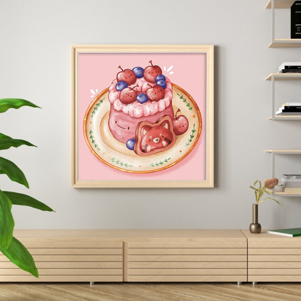 Cherry Bear Cake - 9CT Stamped Cross Stitch 50*50CM