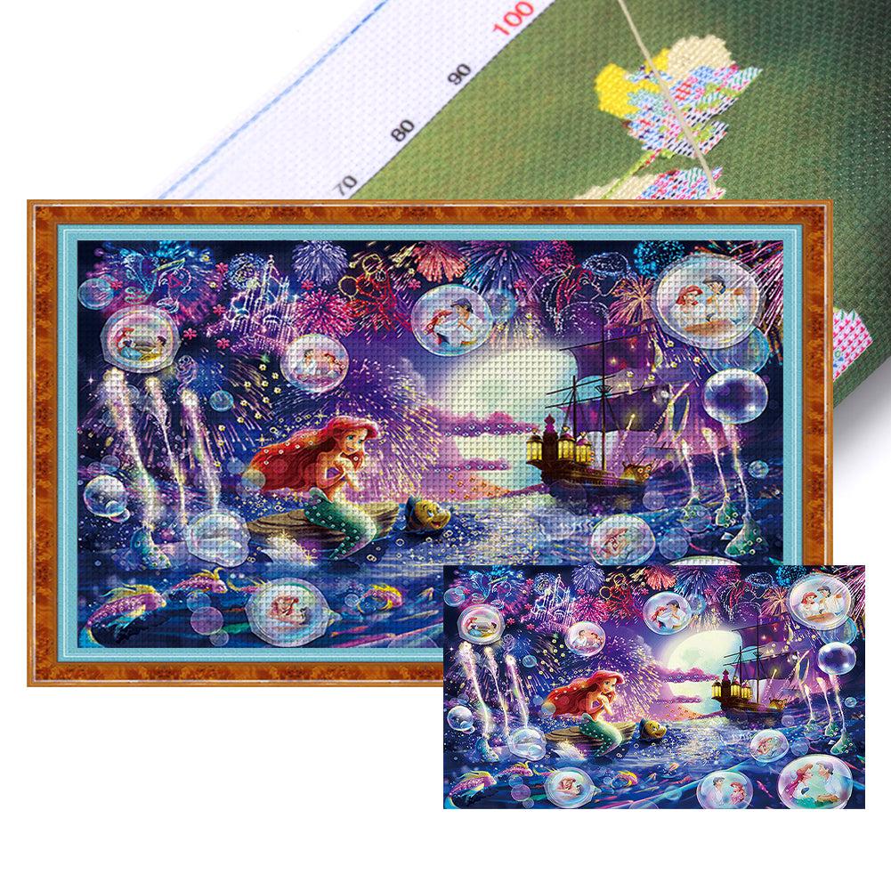 Disney-Mermaid Princess Ariel - 11CT Stamped Cross Stitch 80*50CM