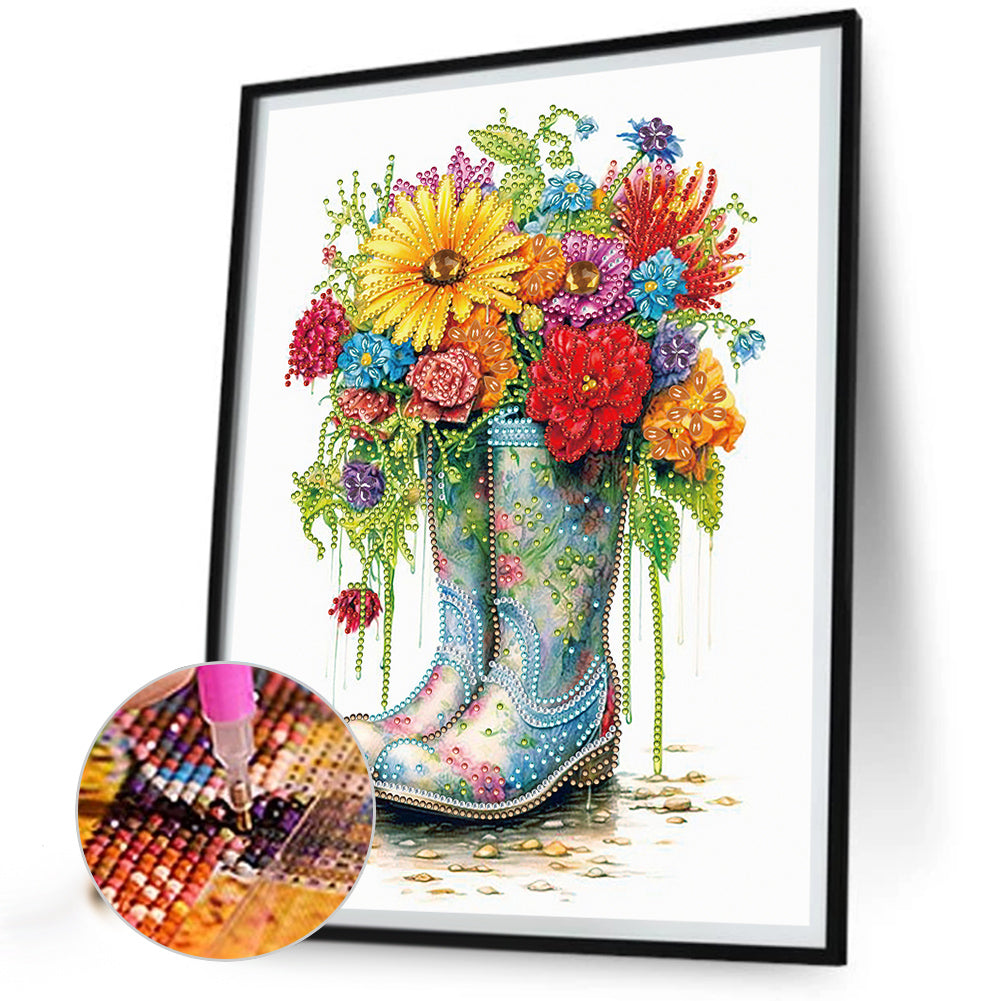 Boots And Flowers -  Special Shaped Drill Diamond Painting 30*30CM