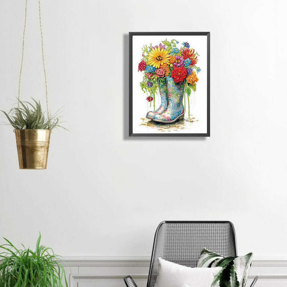 Boots And Flowers -  Special Shaped Drill Diamond Painting 30*30CM