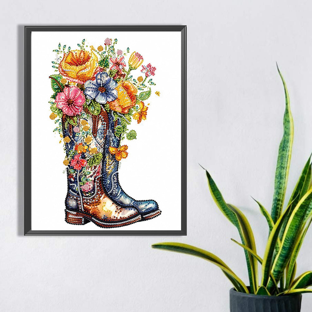 Boots And Flowers -  Special Shaped Drill Diamond Painting 30*30CM
