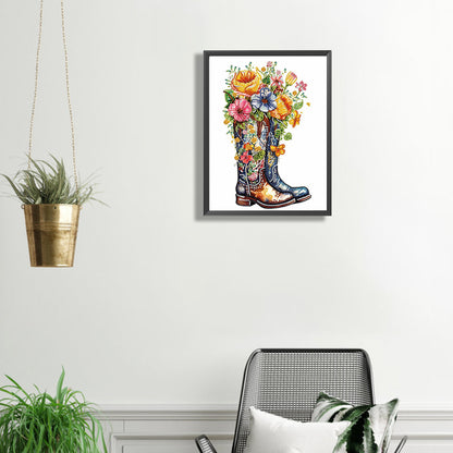 Boots And Flowers -  Special Shaped Drill Diamond Painting 30*30CM
