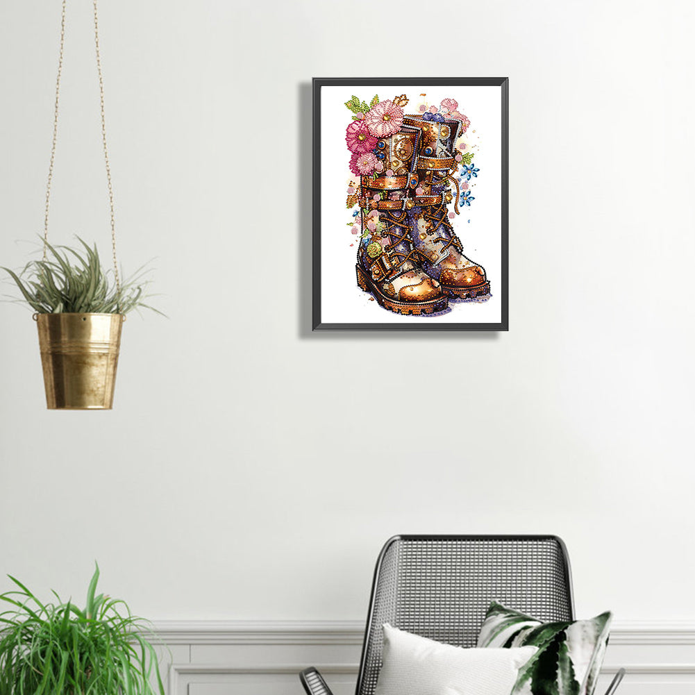 Boots And Flowers -  Special Shaped Drill Diamond Painting 30*30CM