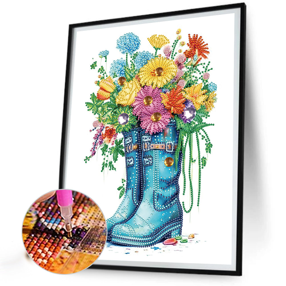 Boots And Flowers -  Special Shaped Drill Diamond Painting 30*30CM