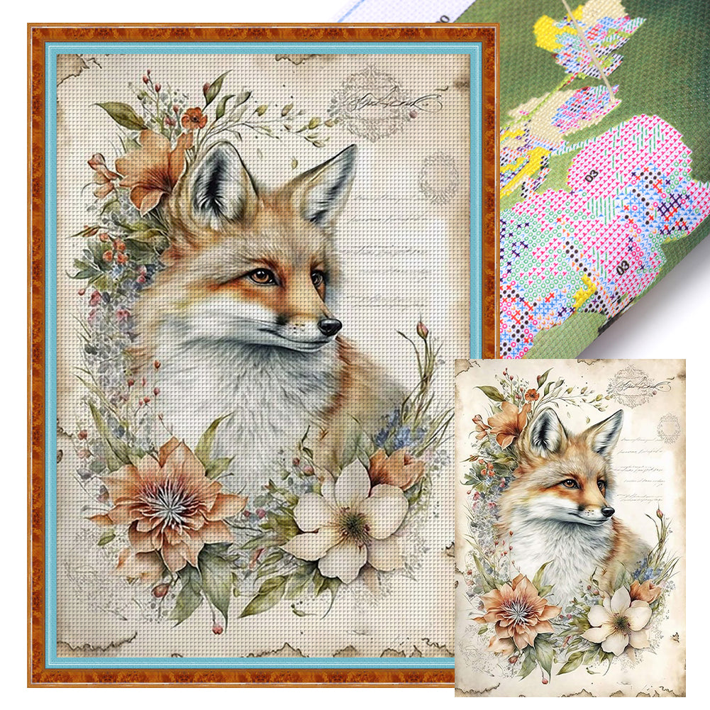 Retro Poster - Fox - 11CT Stamped Cross Stitch 40*60CM