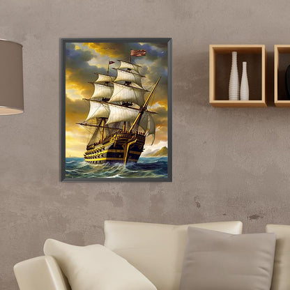 Sailing Boat - Full Round Drill Diamond Painting 30*40CM