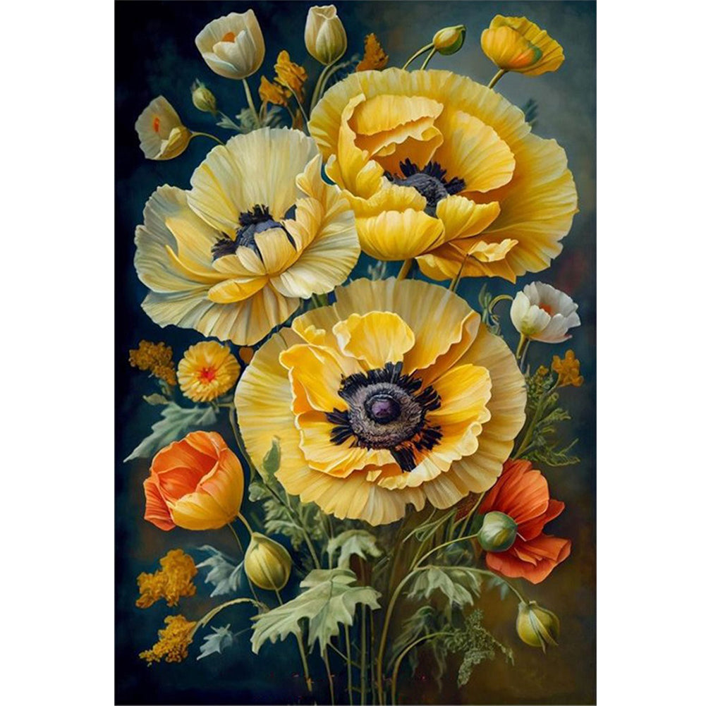 Yellow Poppy Flower - 11CT Stamped Cross Stitch 40*60CM