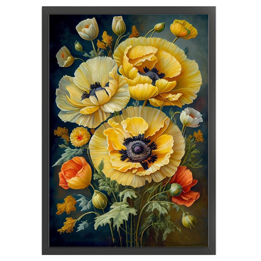 Yellow Poppy Flower - 11CT Stamped Cross Stitch 40*60CM