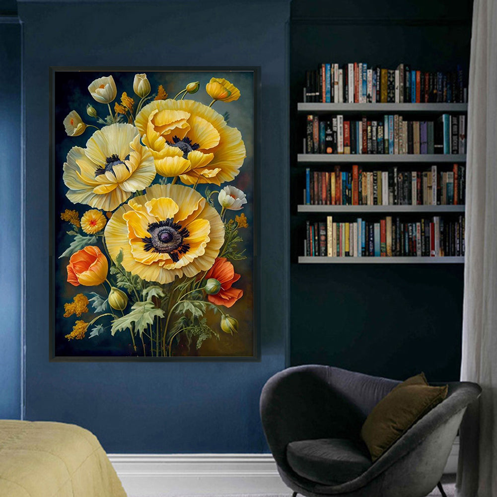 Yellow Poppy Flower - 11CT Stamped Cross Stitch 40*60CM