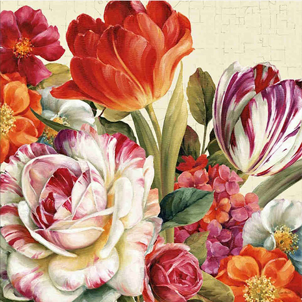 Peonies And Tulips - 11CT Stamped Cross Stitch 40*60CM