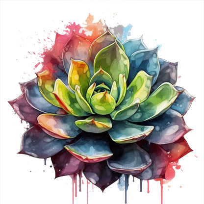 Colorful Succulents - 11CT Stamped Cross Stitch 50*50CM