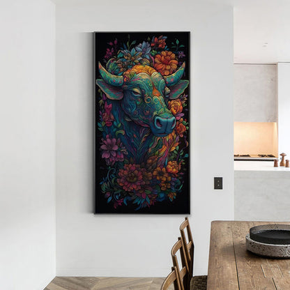 Flower Cow - Full Round Drill Diamond Painting 40*70CM