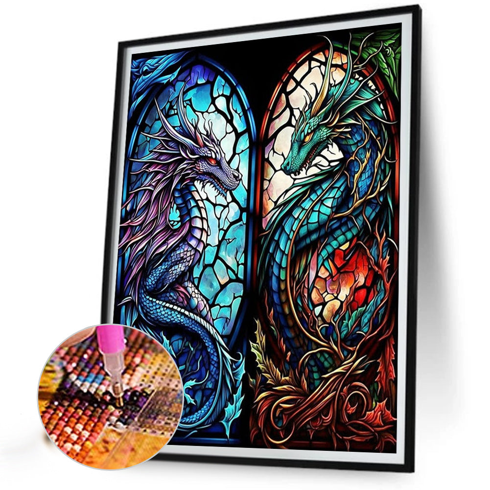 Pterosaur Glass Painting - Full AB Round Drill Diamond Painting 40*50CM