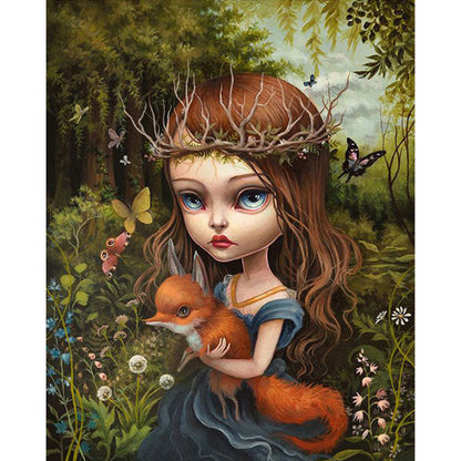 Fox Girl - Full AB Round Drill Diamond Painting 40*50CM