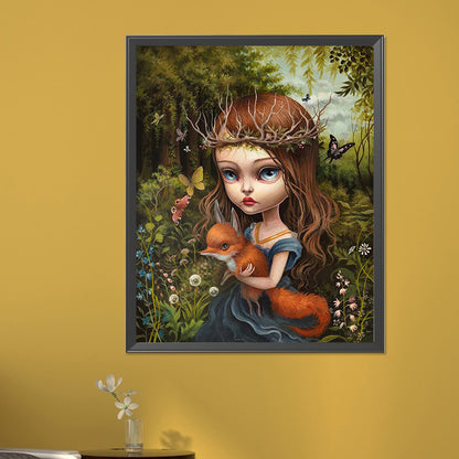 Fox Girl - Full AB Round Drill Diamond Painting 40*50CM