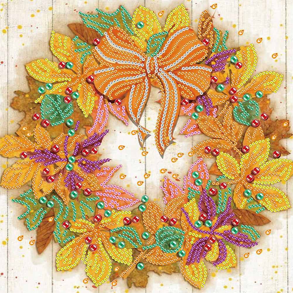 Autumn Leaves Wreath - Special Shaped Drill Diamond Painting 30*30CM