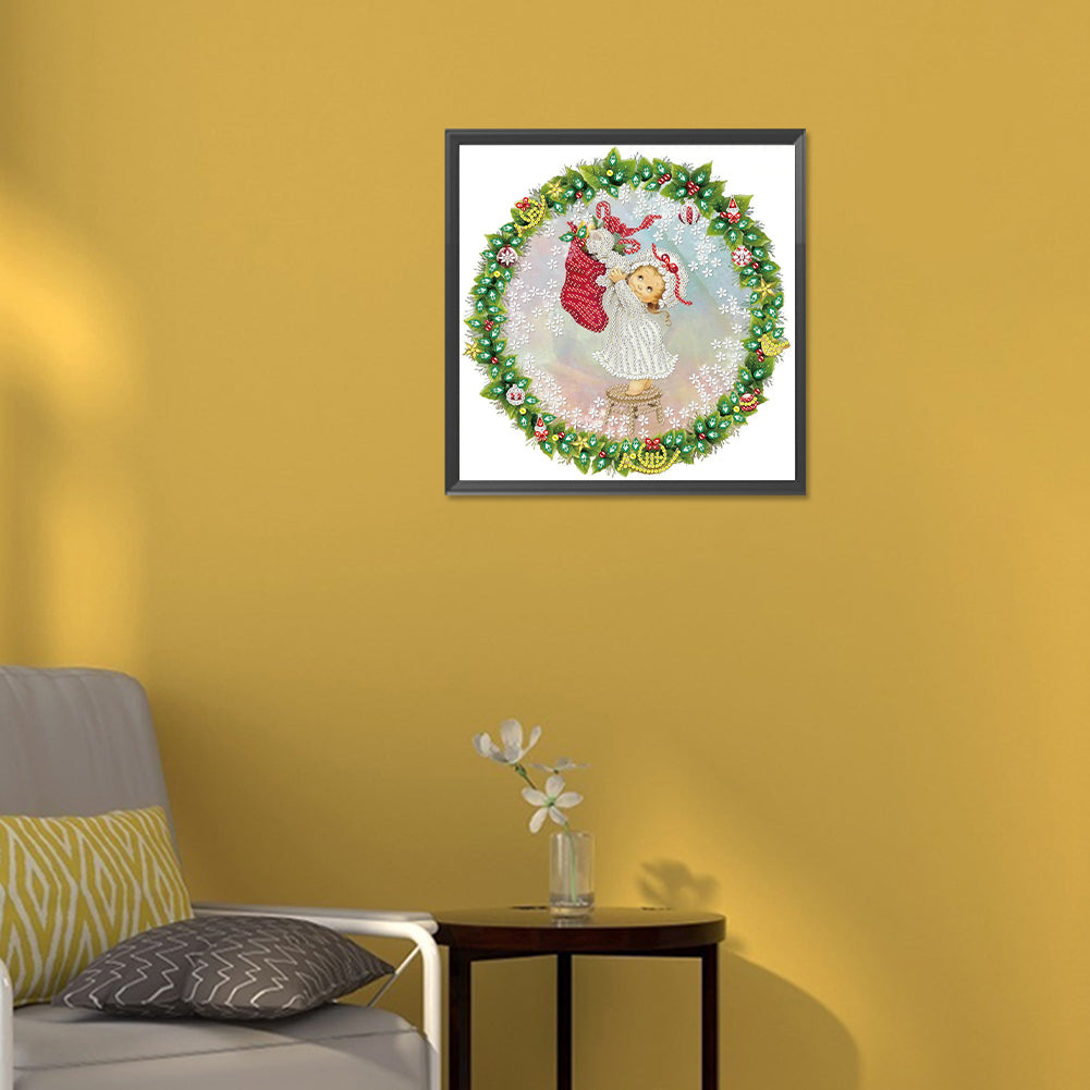 Christmas Wreath -  Special Shaped Drill Diamond Painting 30*30CM