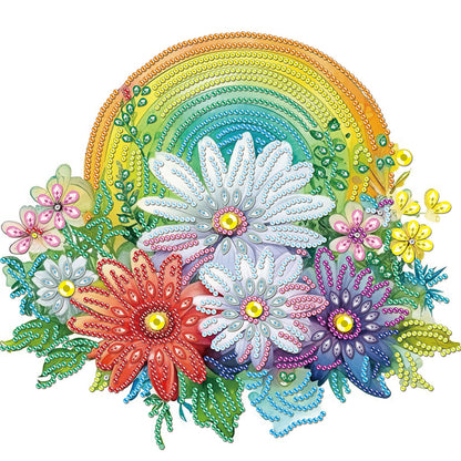 Rainbow With Flowers - Special Shaped Drill Diamond Painting 30*30CM