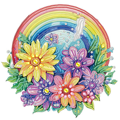 Rainbow With Flowers - Special Shaped Drill Diamond Painting 30*30CM