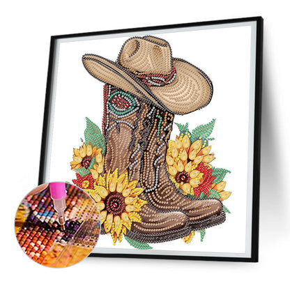 Boots And Cowboy Hat -  Special Shaped Drill Diamond Painting 30*30CM
