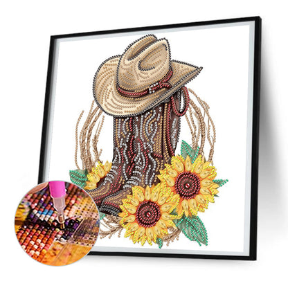 Boots And Cowboy Hat -  Special Shaped Drill Diamond Painting 30*30CM