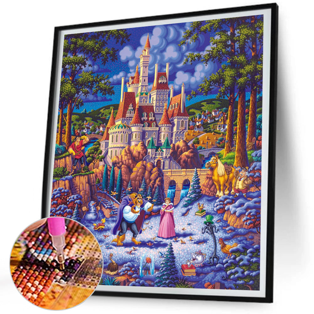 Princess And The Beast - Full AB Round Drill Diamond Painting 40*45CM