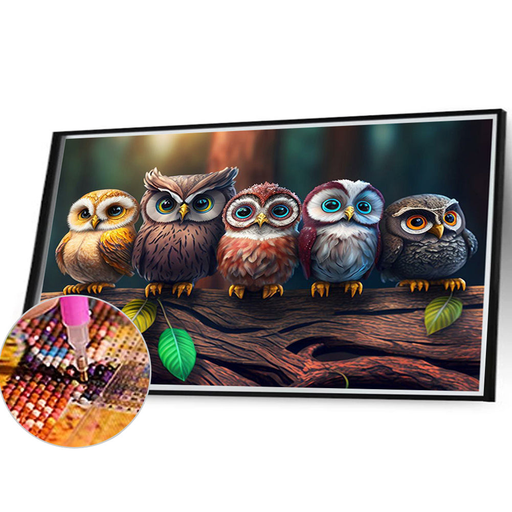 Standing Owls - Full Round Drill Diamond Painting 40*30CM