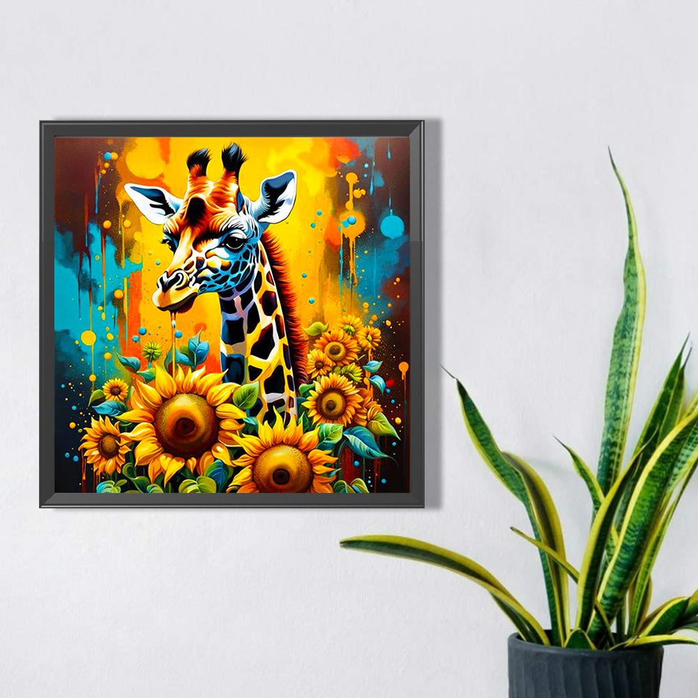 Sunflower Giraffe - Full AB Square Drill Diamond Painting 40*40CM