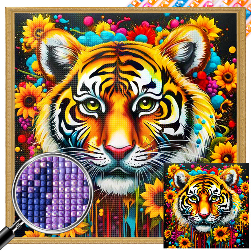 Sunflower Tiger - Full AB Square Drill Diamond Painting 40*40CM
