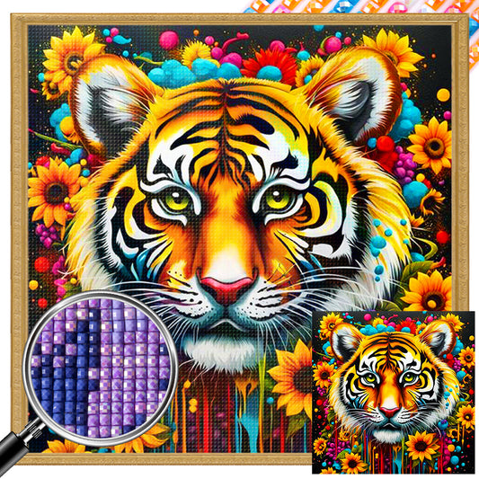 Sunflower Tiger - Full AB Square Drill Diamond Painting 40*40CM