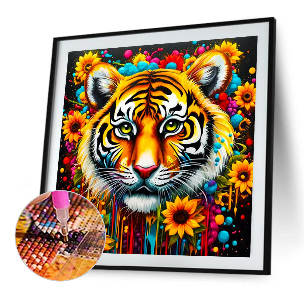 Sunflower Tiger - Full AB Square Drill Diamond Painting 40*40CM